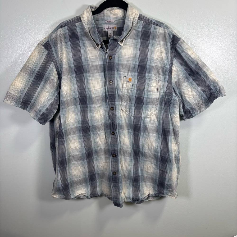 Carhartt Men's Blue‎ Plaid Short Sleeve Shirt Sz XL